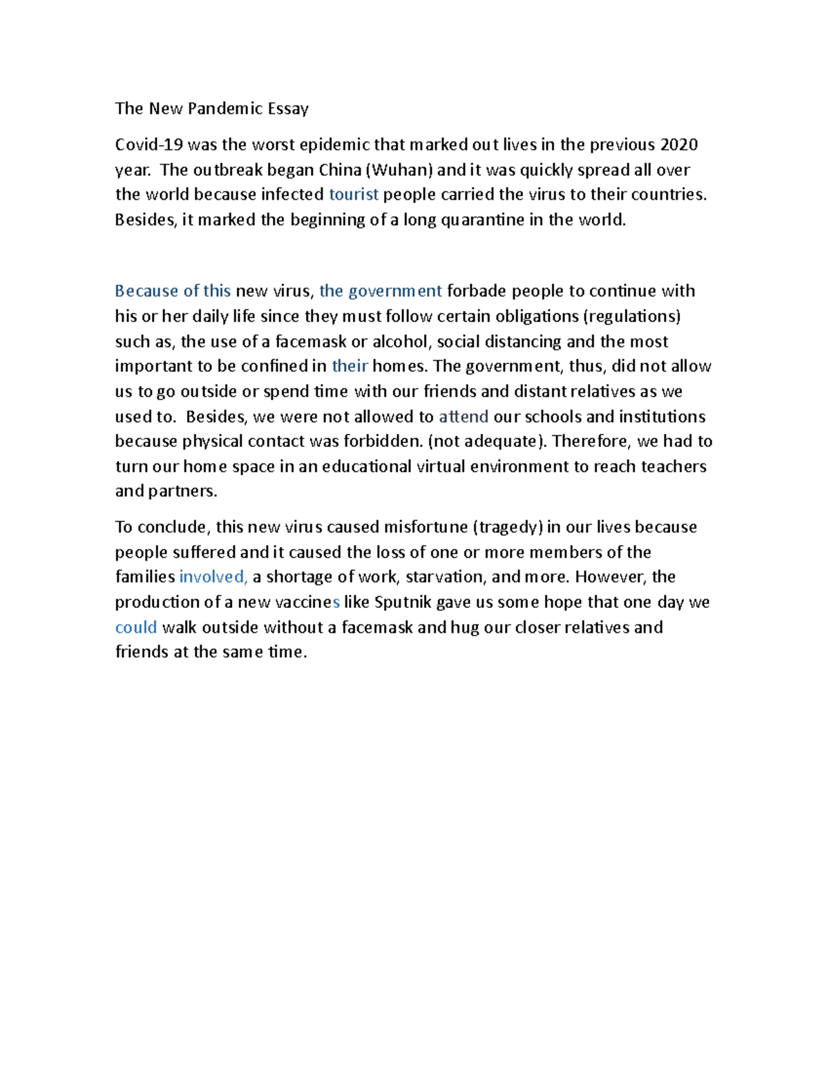 The New Pandemic essay - Nota: 9 - The New Pandemic Essay Covid-19 was ...