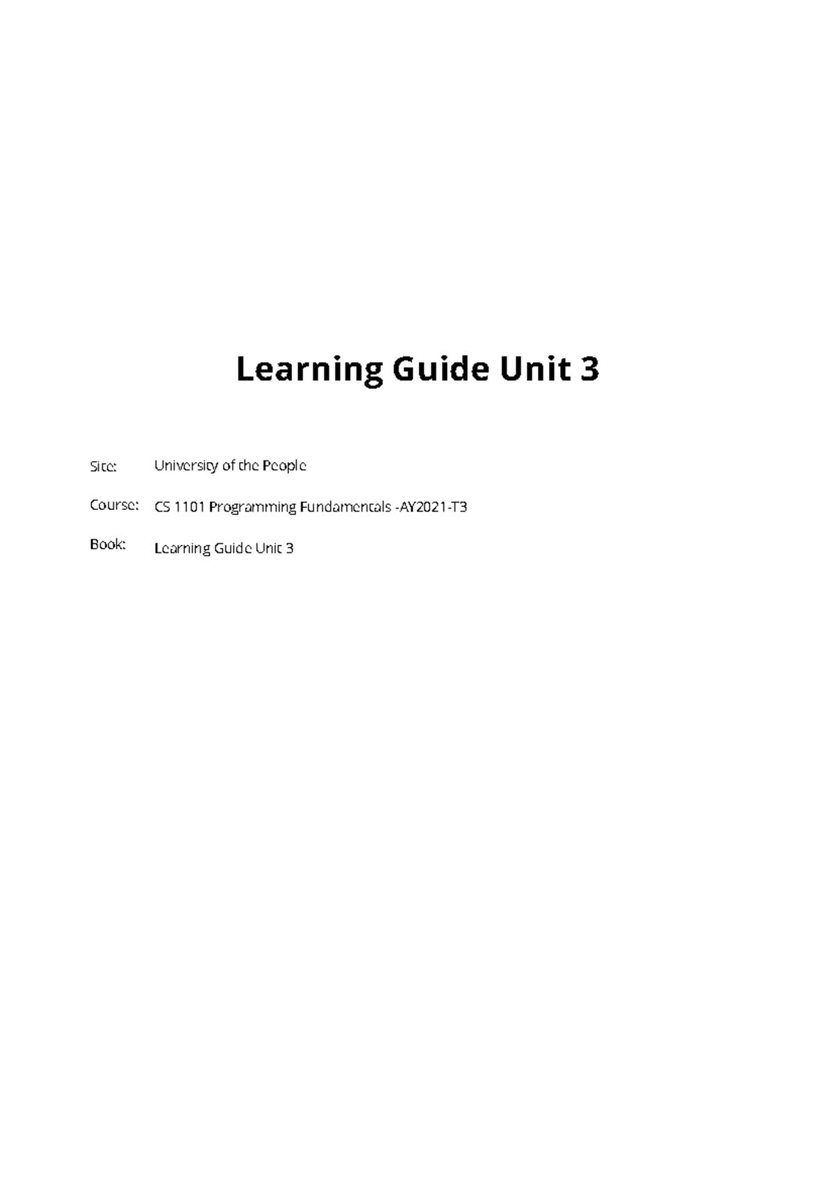 CS 1101 - Learning Guide Unit 3 - Learning Guide Unit 3 Site: Course ...
