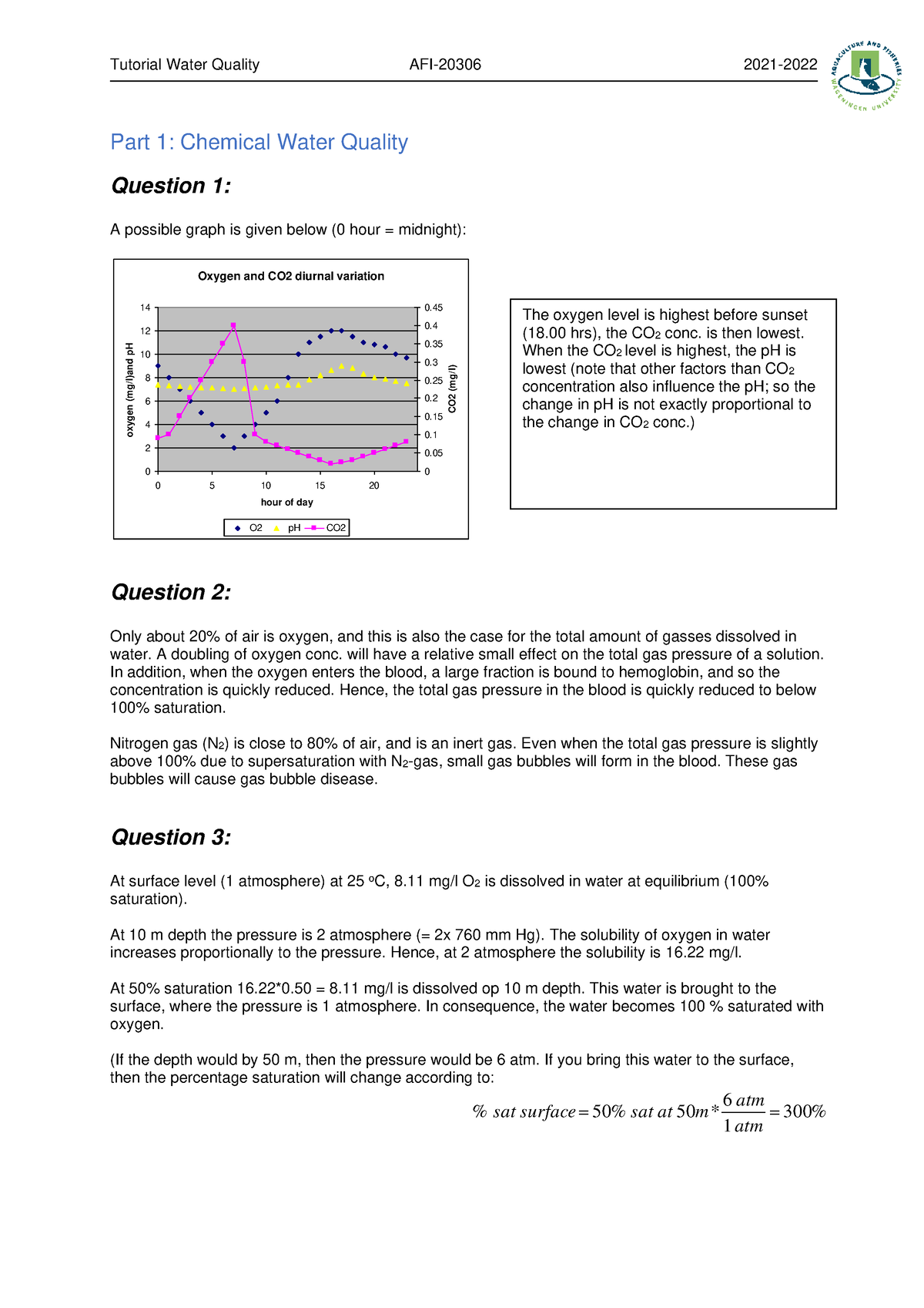 water quality assignment answers