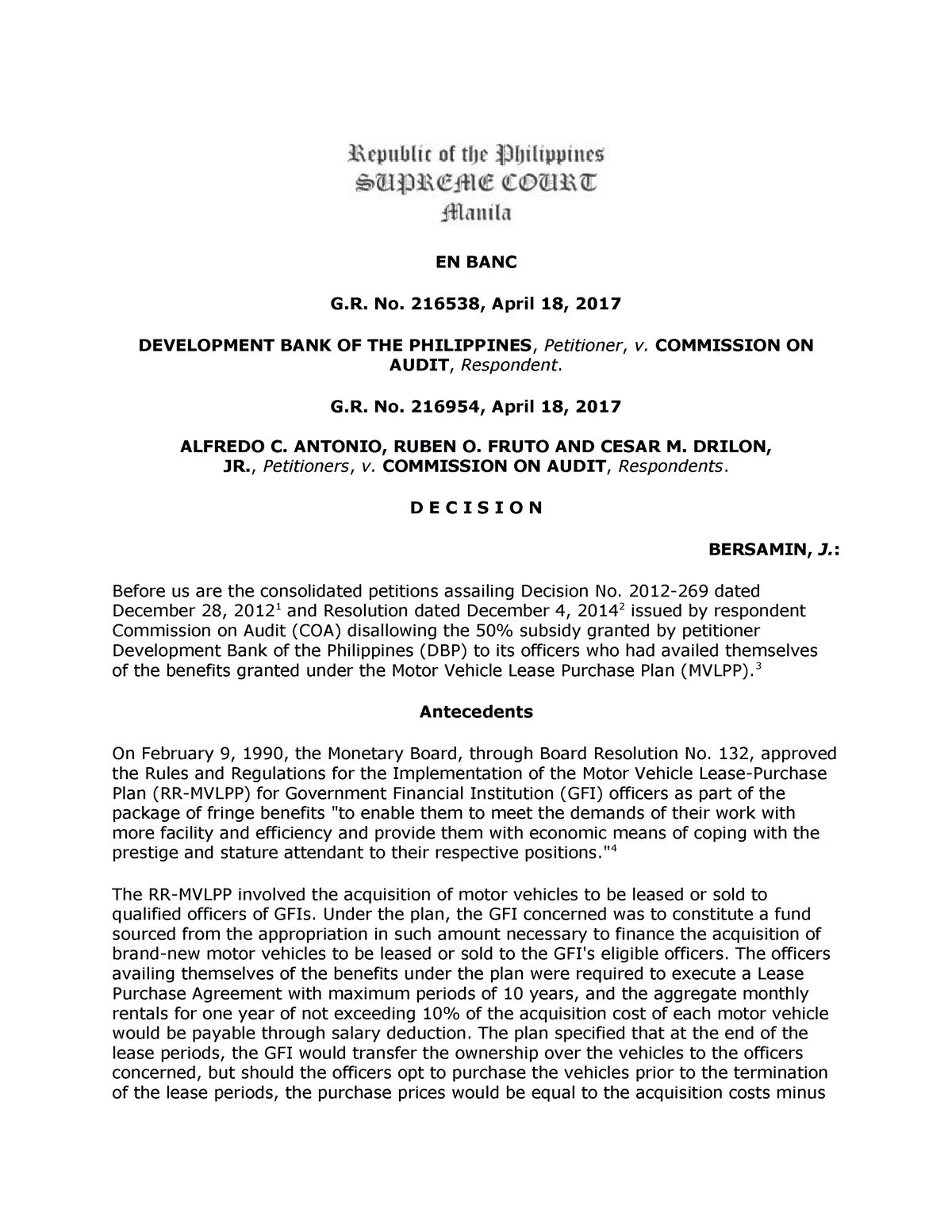 25. DBP Vs COA, G.R. No. 216538 And 216954, April 18, 2017 - EN BANC G ...