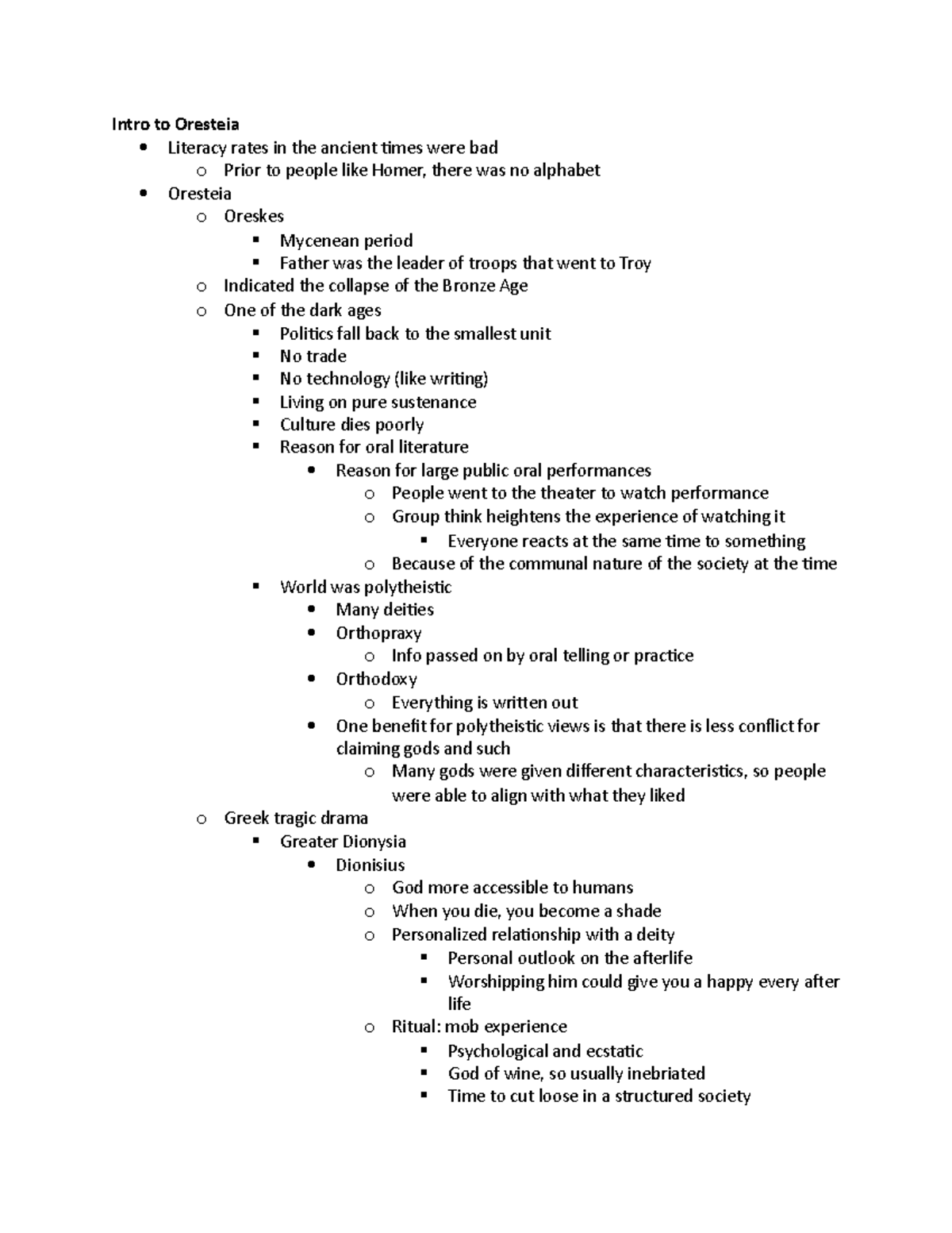 Intro to Oresteia Intro to Oresteia Literacy rates in the ancient