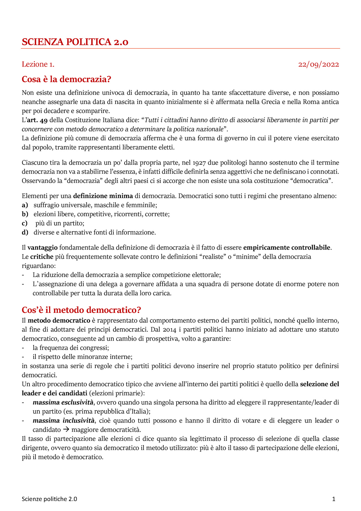 Scienza Politica 2.0 - SCIENZA POLITICA 2. Lezione 1. 22/09/ Cosa è La ...