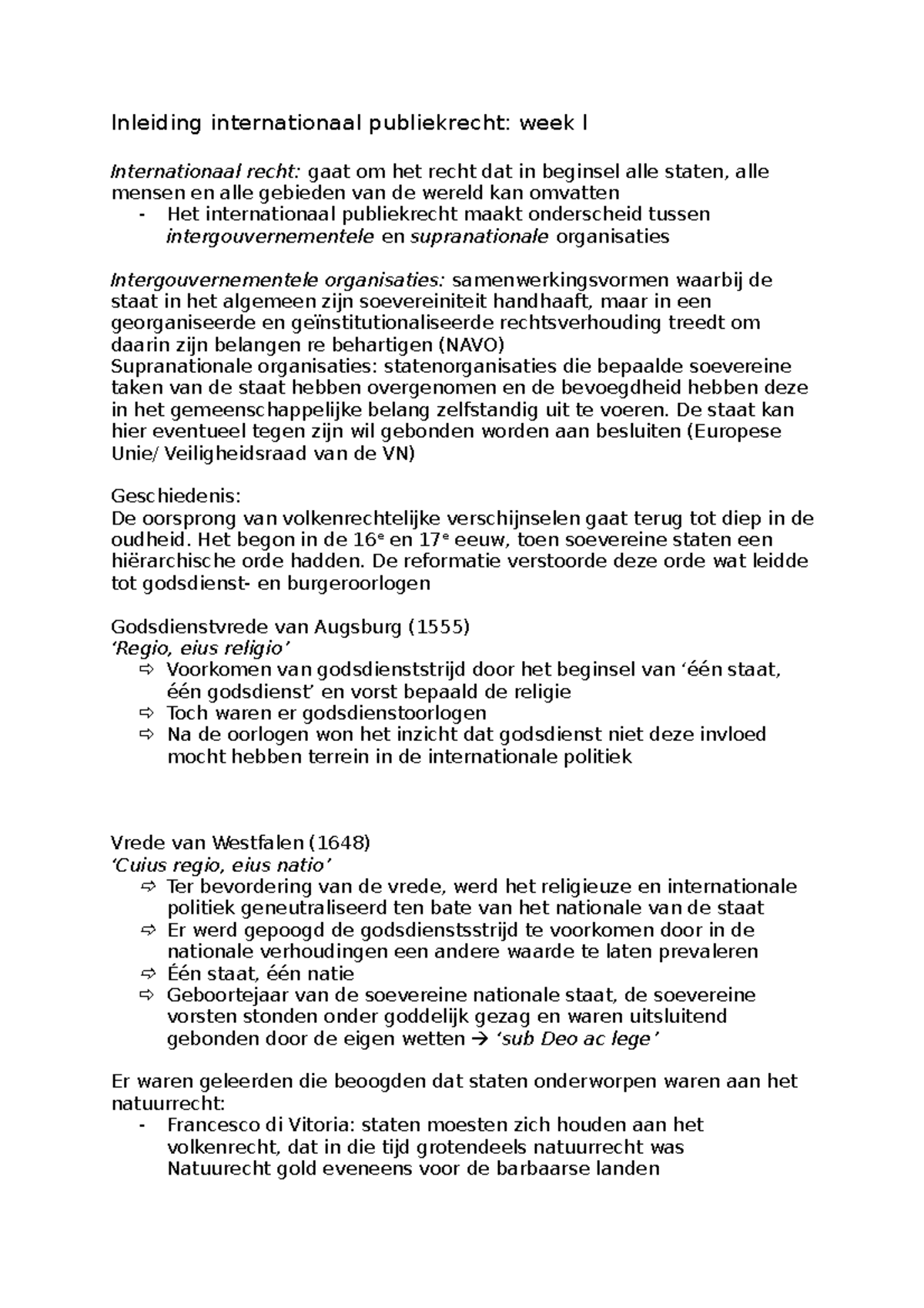 Inleiding Internationaal Publiekrecht - Samenvatting - Inleiding ...