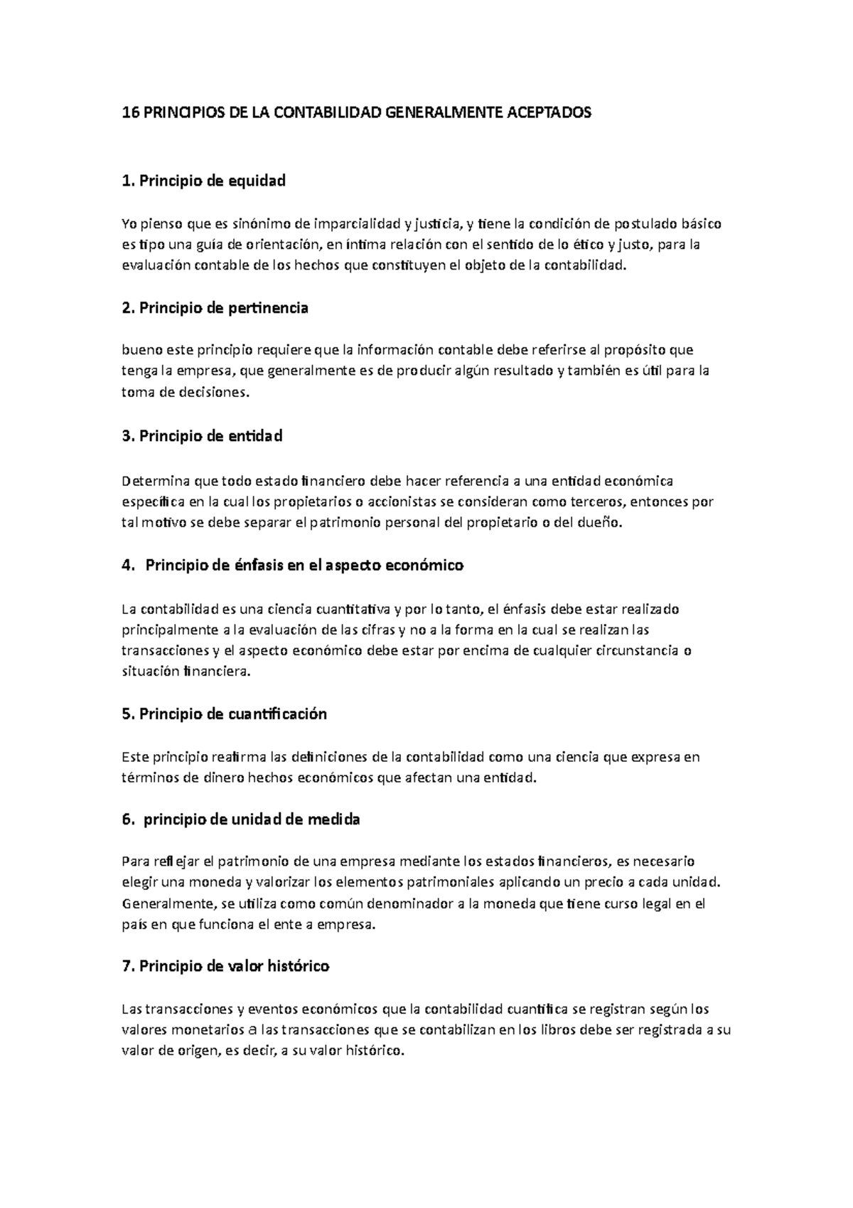 16 Principios DE LA Contabilidad Generalmente Aceptados - 16 PRINCIPIOS ...