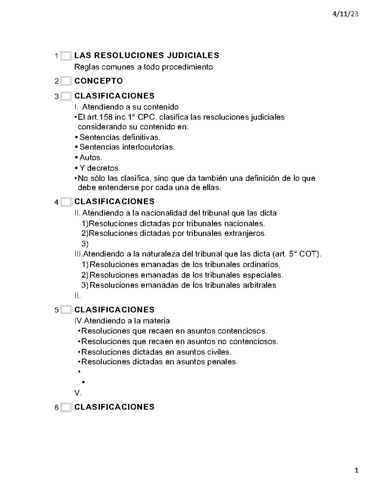 Resoluciones Judiciales En Esquema - 4/11/ LAS RESOLUCIONES JUDICIALES ...