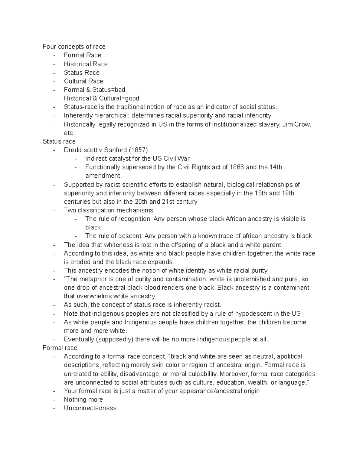 11 13 - Lecture notes 1 - Four concepts of race - Formal Race ...