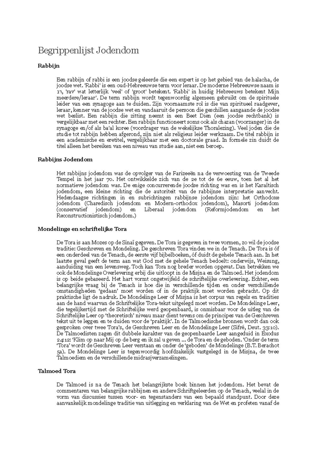 Begrippenlijst Jodendom - Begrippenlijst Jodendom Rabbijn Een rabbijn ...