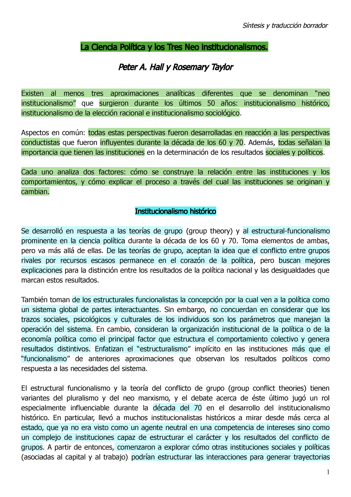 Hall & Taylor, La Ciencia Política Y Los Tres Neo Institucionalismos ...