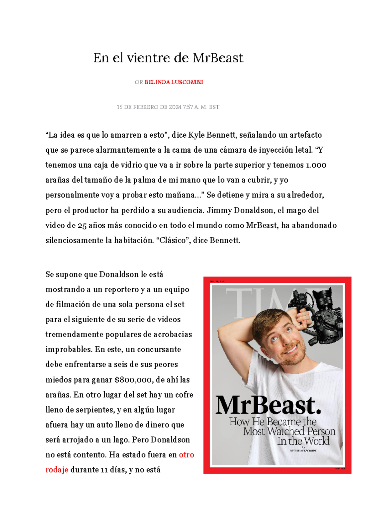 En el vientre de MrBeast - Articulo revista TIMES.pdfEn el vientre de  MrBeast - Articulo re - Studocu