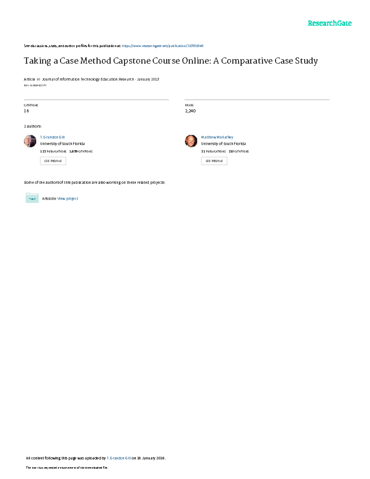 Taking a Case Method Capstone Course Online A Comp - See discussions ...