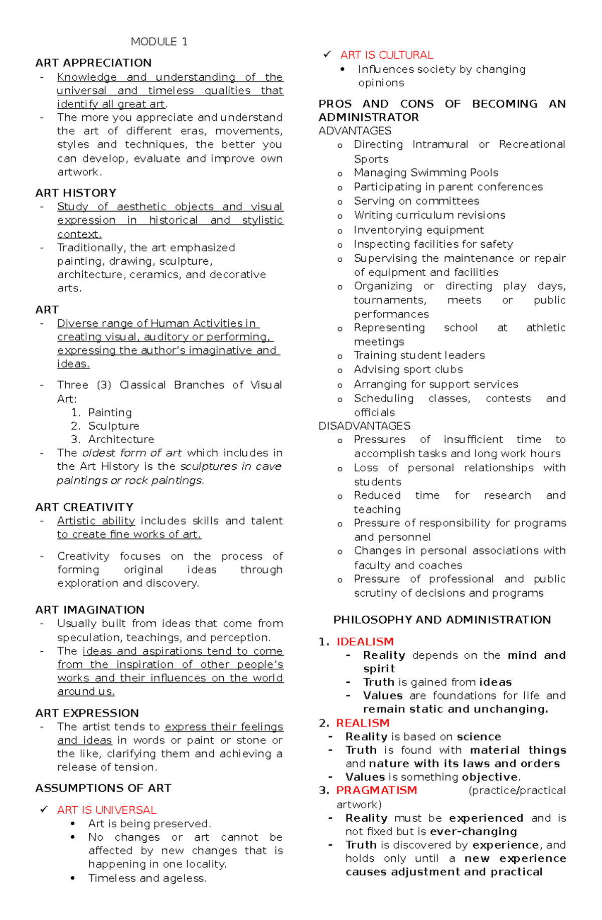 ART Appre Summary FOR Midterm - MODULE 1 ART APPRECIATION Knowledge and ...