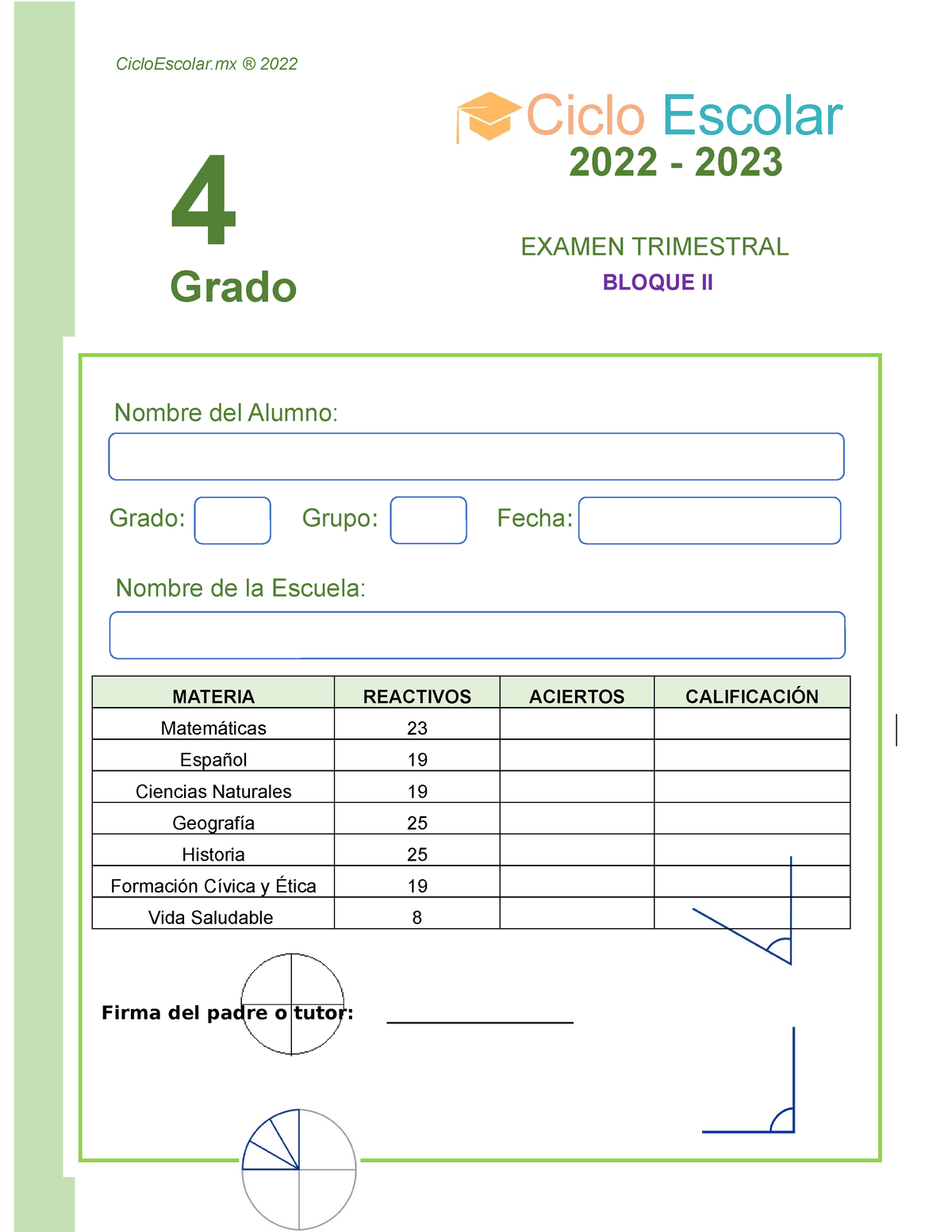 Examen Trimestral 4 Grado B2 2022 2023 - Matemáticas Pág. 1/3 Examen ...