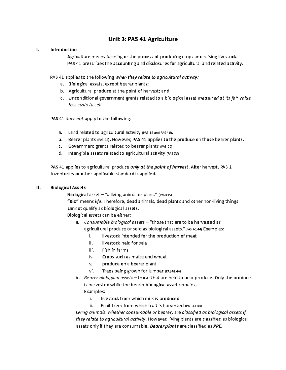 PAS 41 Agriculture - Use It Well :) - Unit 3: PAS 41 Agriculture I ...