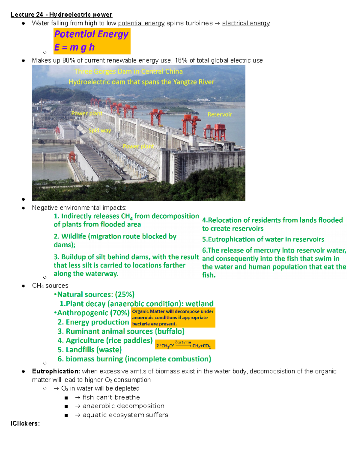 Week 9 Lecture notes 2426 Lecture 24 Hydroelectric power Water
