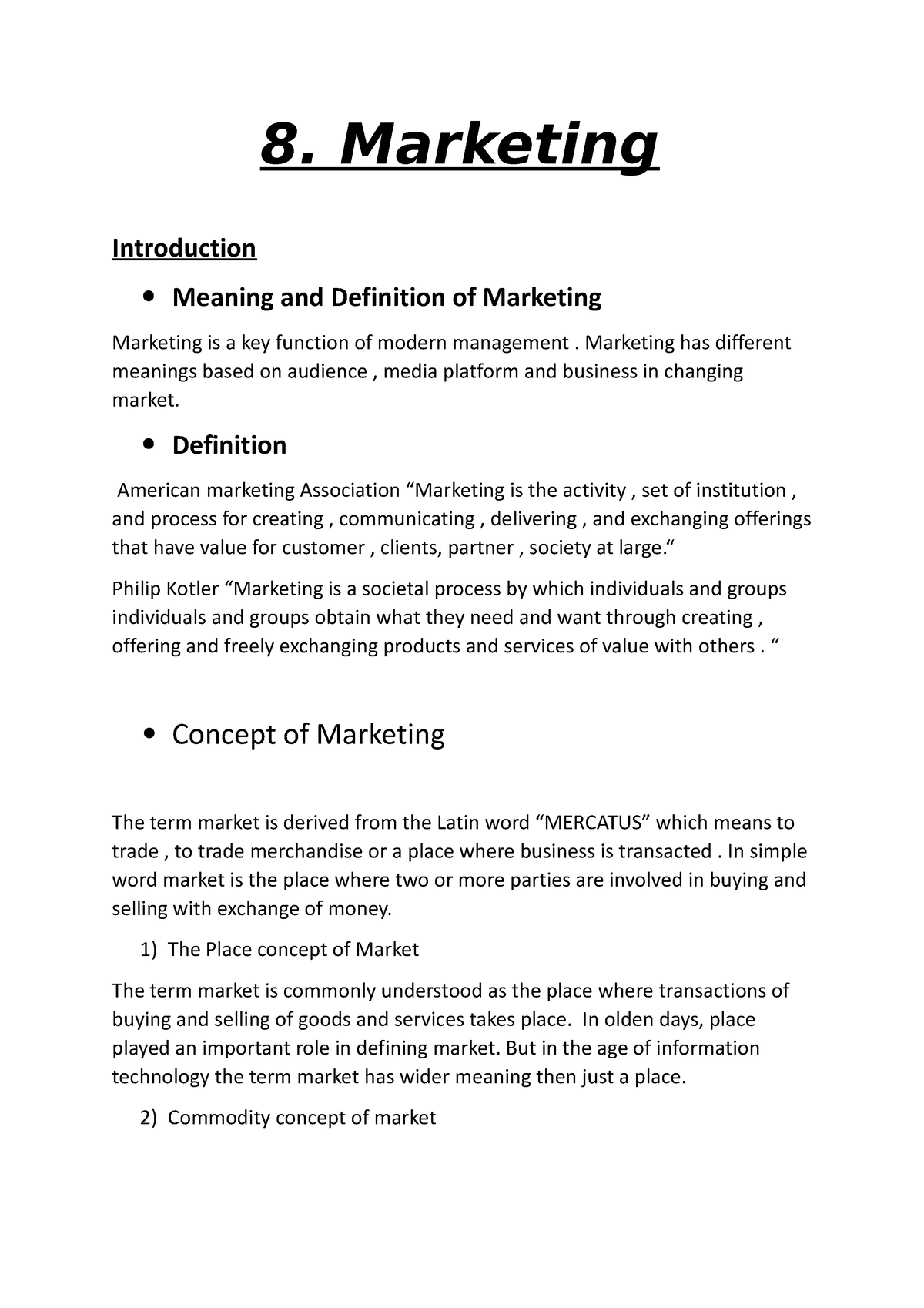 8. Marketig - 8. Marketing Introduction Meaning and Definition of ...