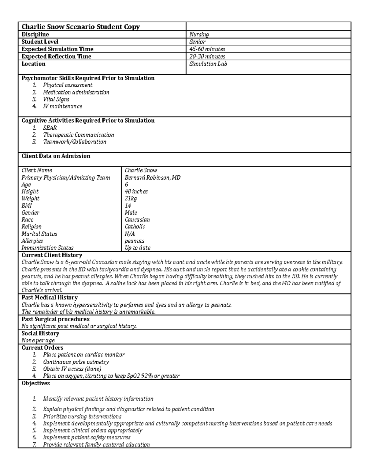 Charlie Snow Scenario Student Copy - Charlie Snow Scenario Student Copy ...