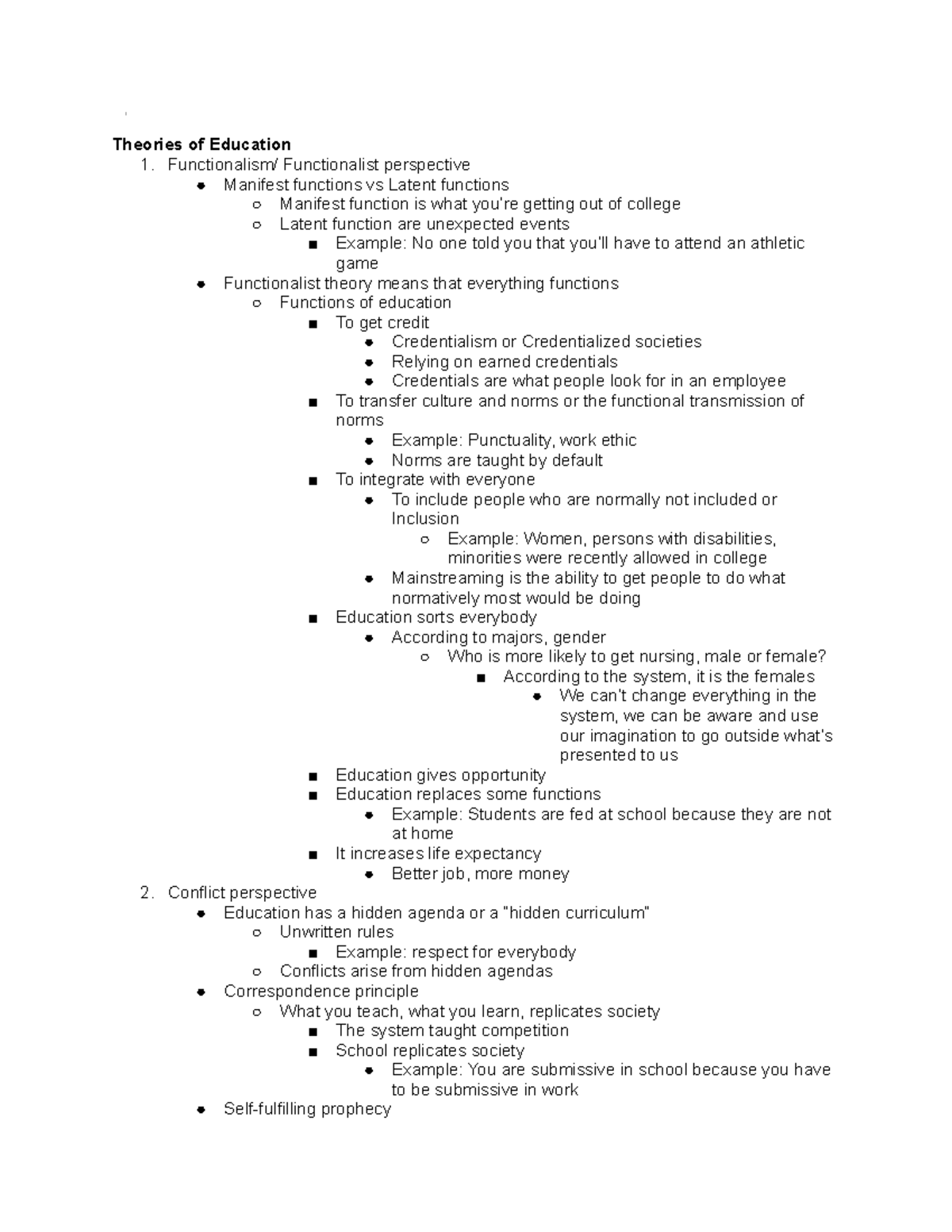 Sociology Lecture 5 29 2019 - Theories Of Education 1. Functionalism 