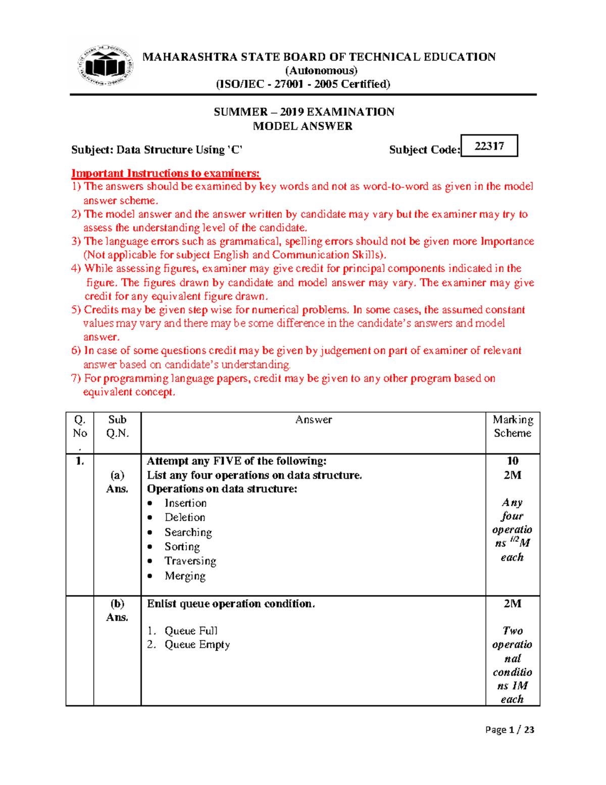 Sample Paper 1 Solution - (Autonomous) (ISO/IEC - 27001 - 2005 ...