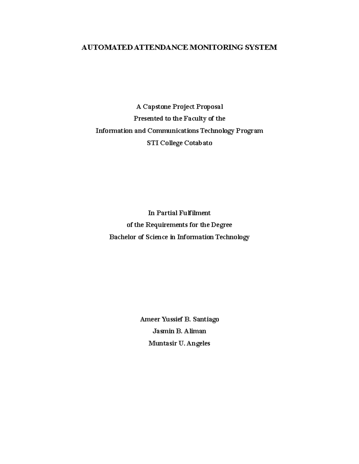 AAMonitoring System Capstone 2nd Yr AUTOMATED ATTENDANCE MONITORING