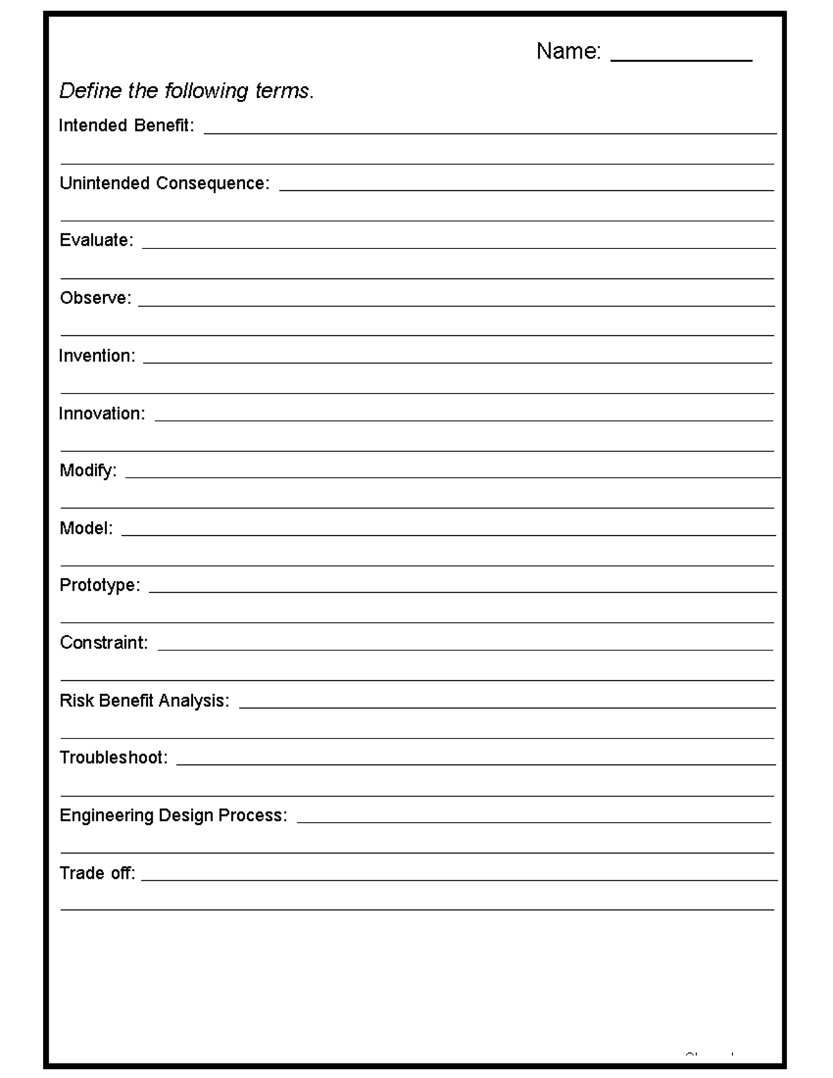 Engineering Study Guide-1 - Name: OLaney Lee Define the following terms ...