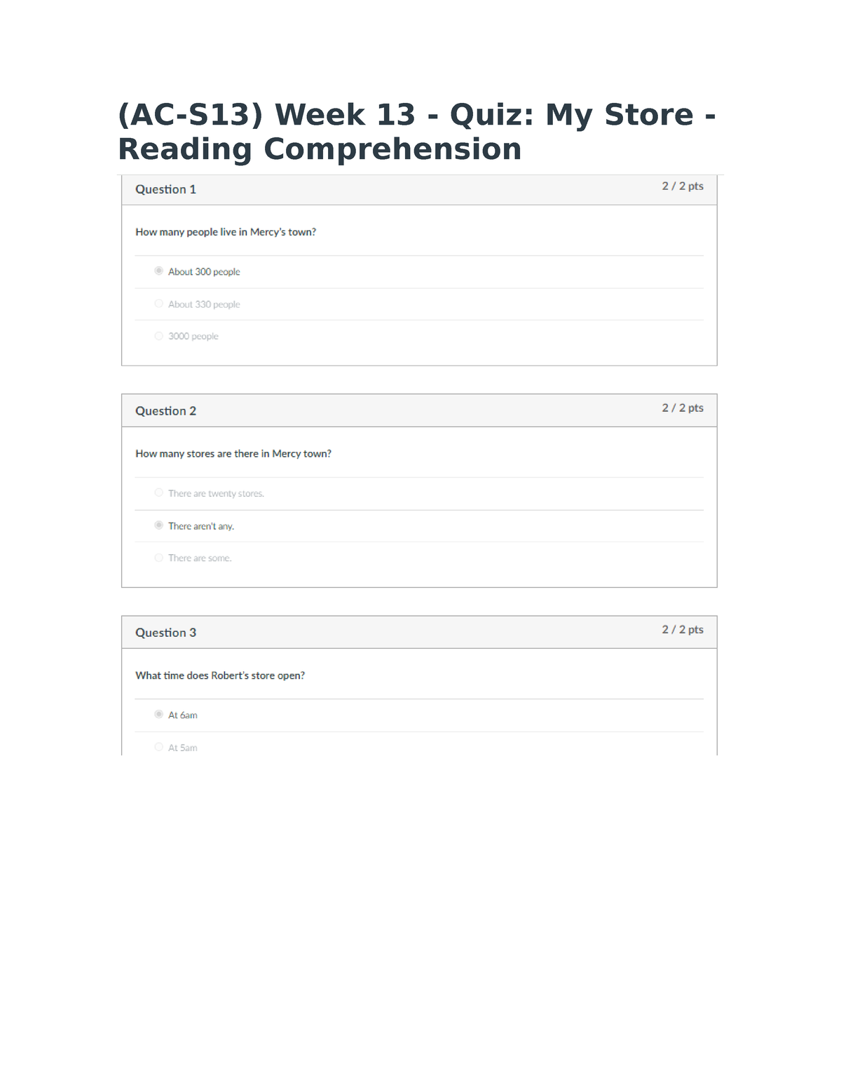 AC-S13 Week 13 - Quiz My Store - Reading Comprehension - Ingles II ...