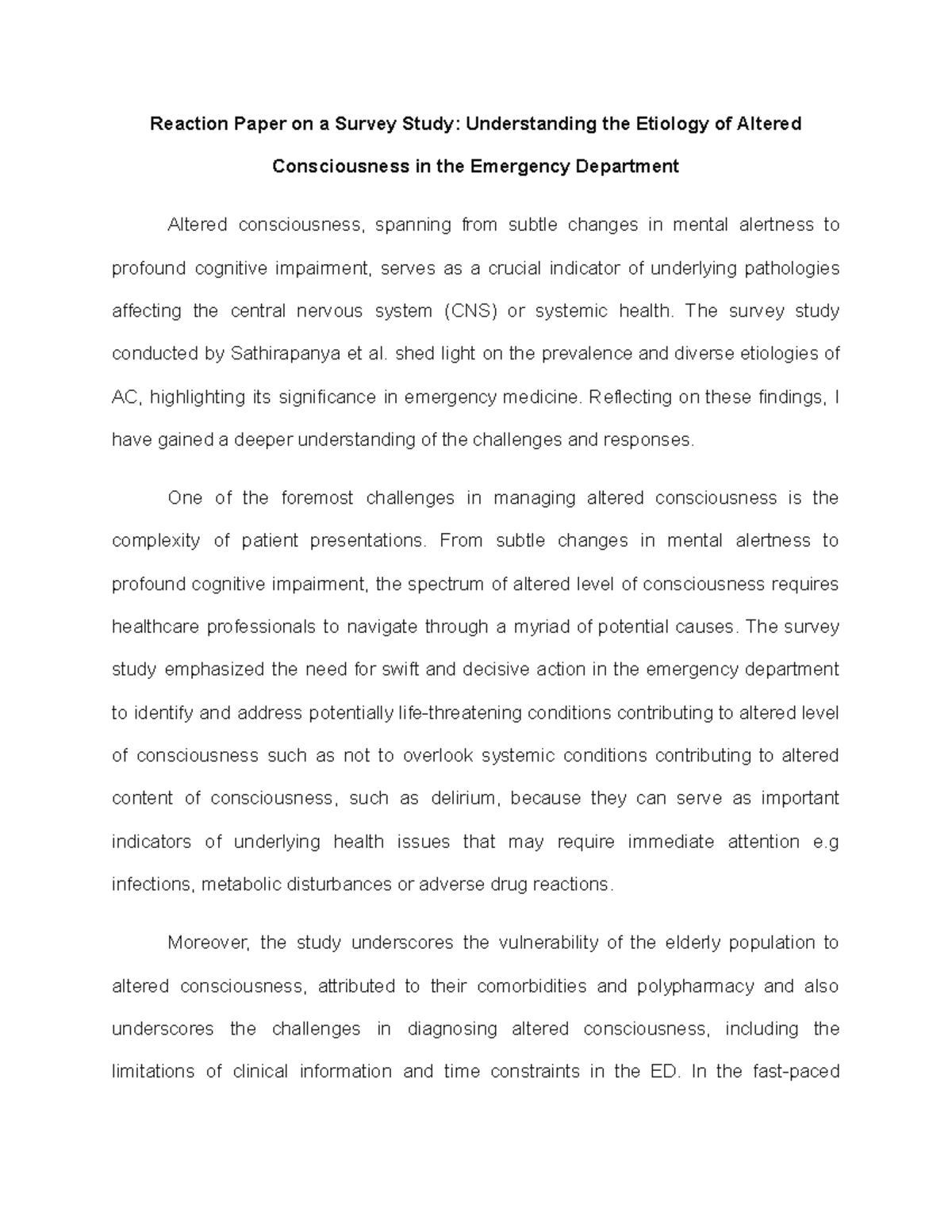 ALOC - case study - Reaction Paper on a Survey Study: Understanding the ...