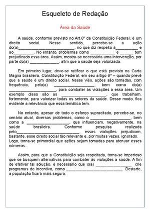 Esqueleto de Redação PMBA - Material para Concursos