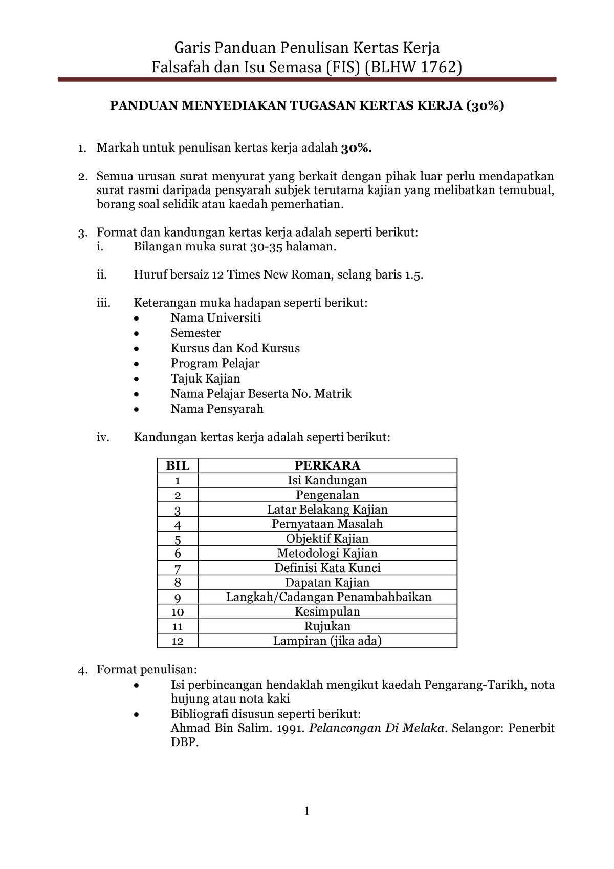 format kertas kerja