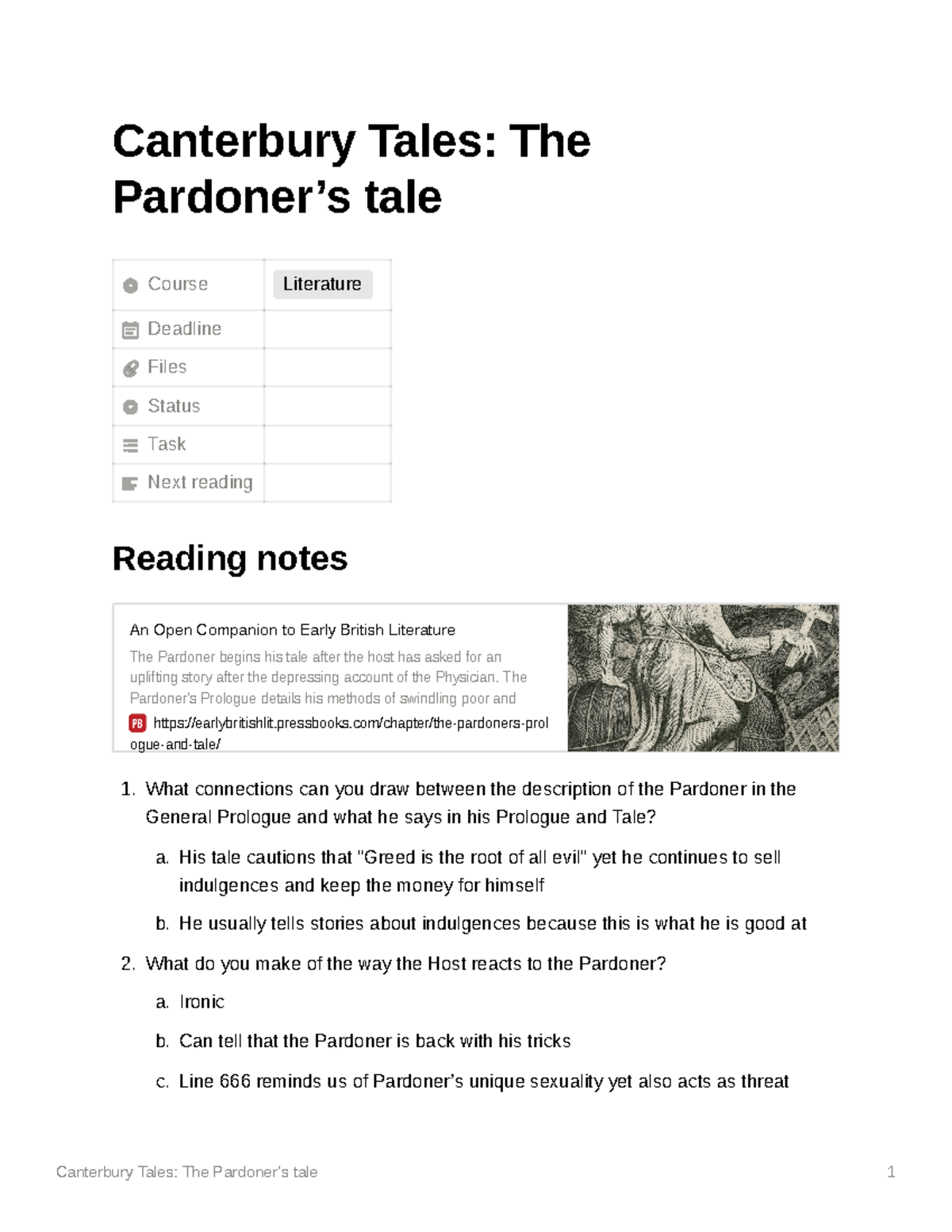 Canterbury Tales The Pardoners tale Canterbury Tales The Pardoner’s