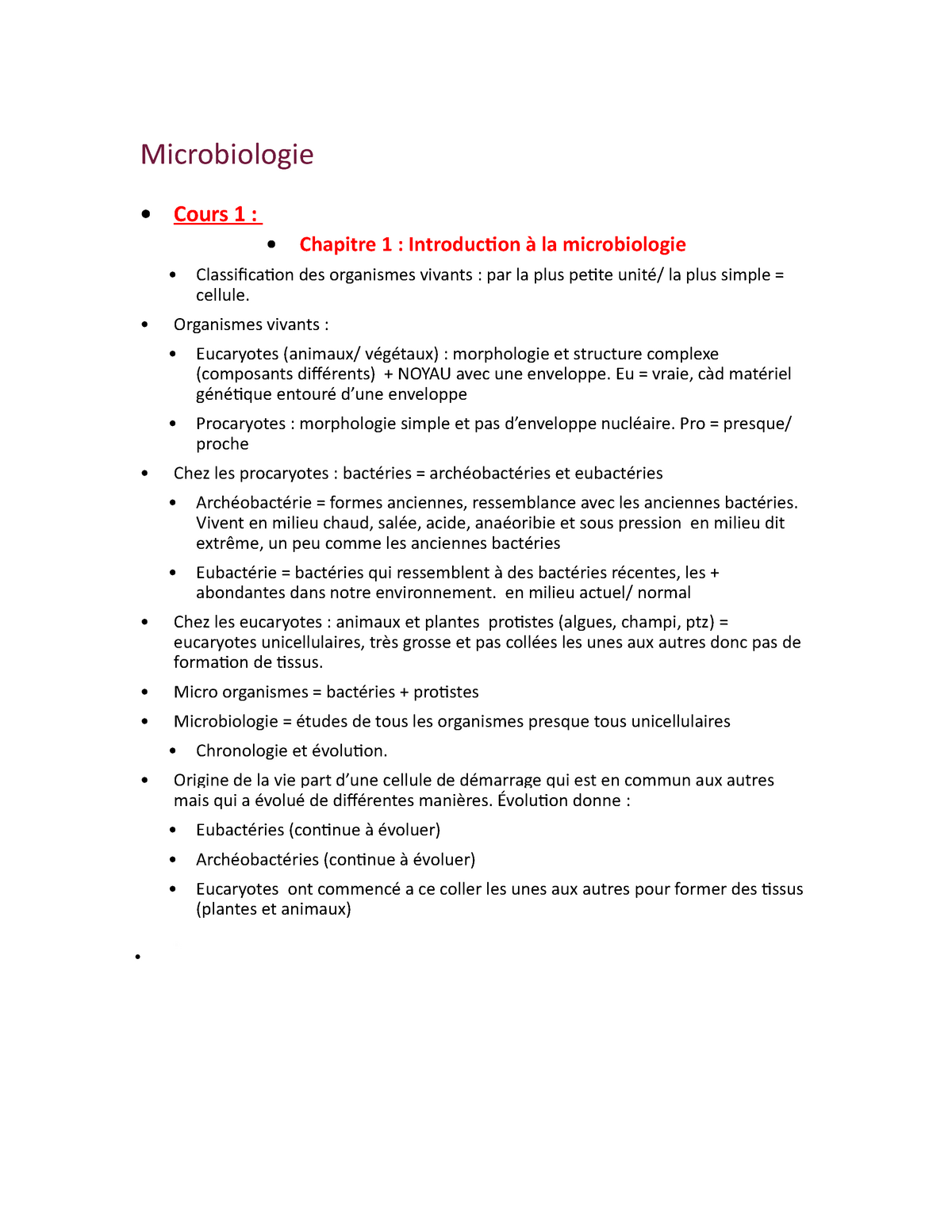 Microbiologie-Chapitre 1 COUR 1 Introduction - Microbiologie • Cours 1 ...