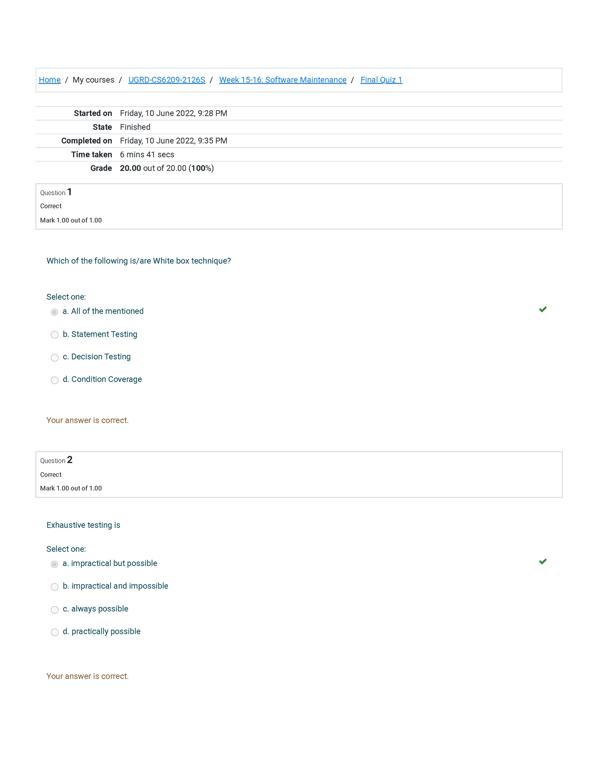 Final Quiz 1 Attempt Review - Home/My Courses/ UGRD-CS6209-2126S/ Week ...