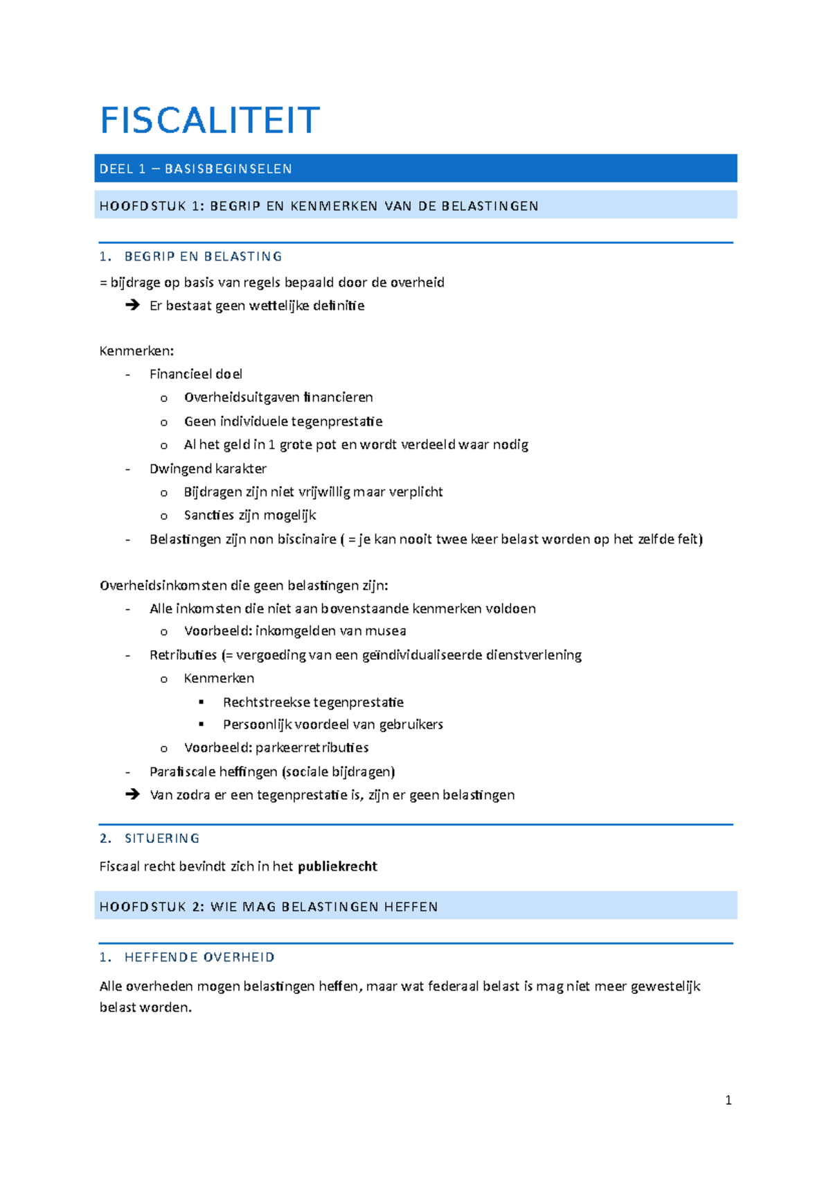 Basisbeginselen - FISCALITEIT DEEL 1 – BASISBEGINSELEN HOOFDSTUK 1 ...