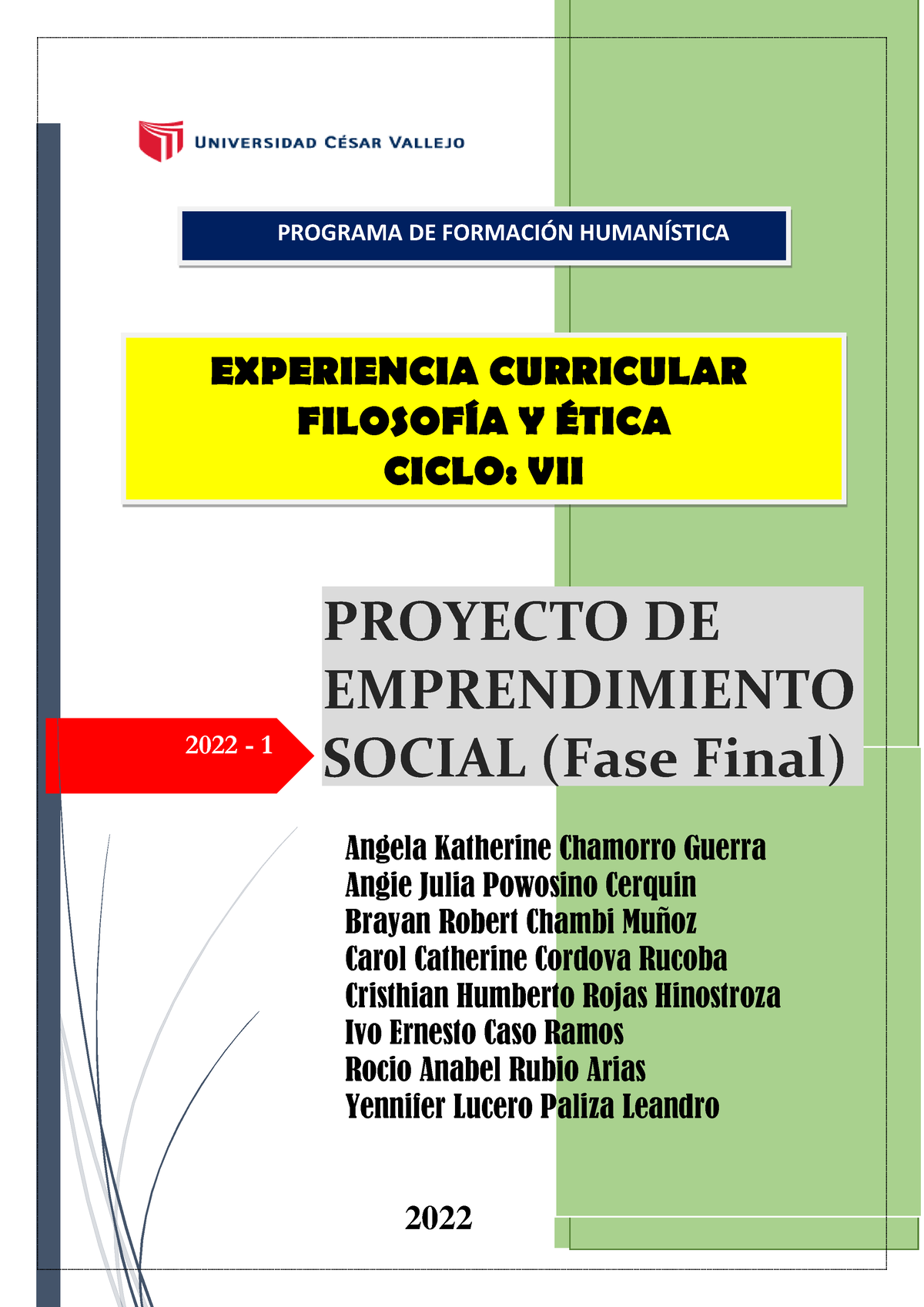 Proyecto Emprendimiento Social Fase Final 2022 1 Proyecto De Emprendimiento Social Fase 8216