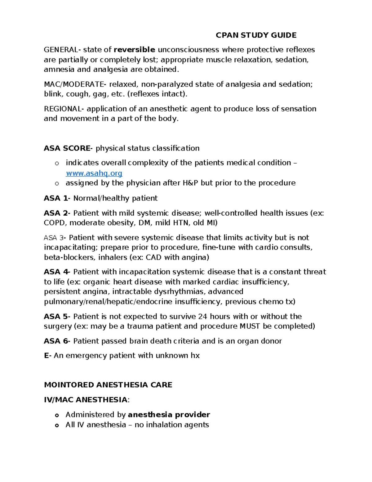 CPAN study guide 2024 - CPAN STUDY GUIDE GENERAL- state of reversible ...