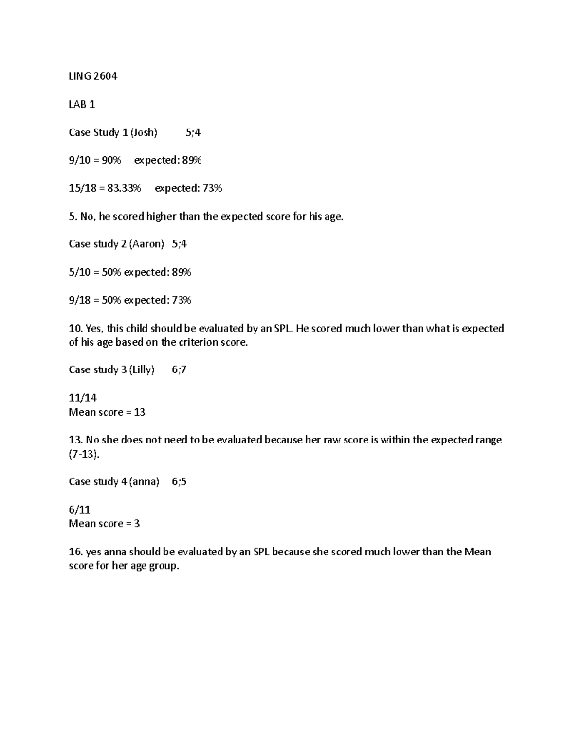 LING 2604 - LAB 1 - communication disorders lab one. - LING 2604 LAB 1 ...