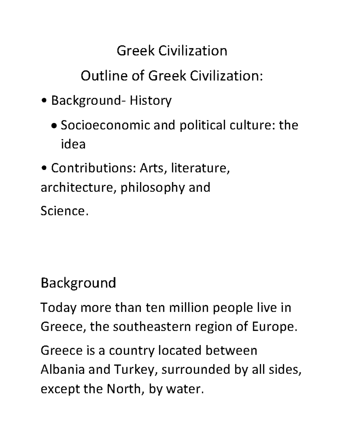 Greek-Civilization - personal lecture notes - Greek Civilization ...