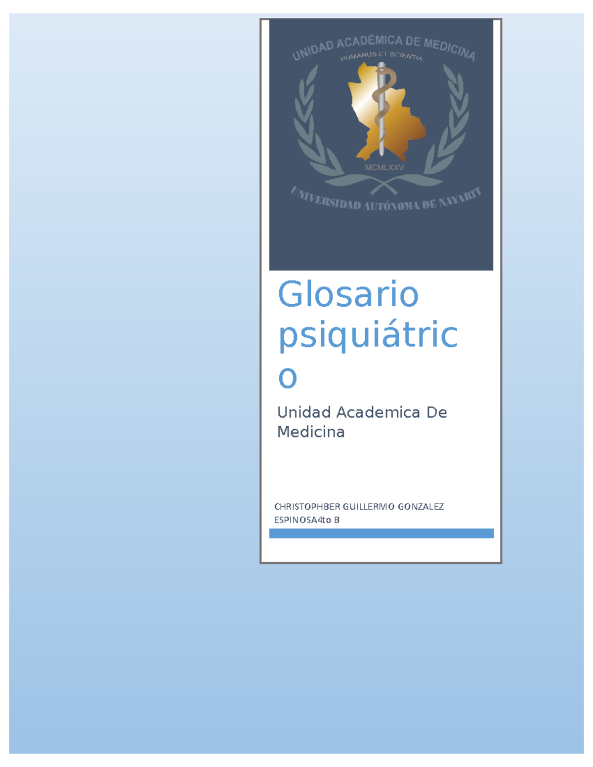 Glosario - Apuntes 1 - Glosario Psiquiátric O Unidad Academica De ...