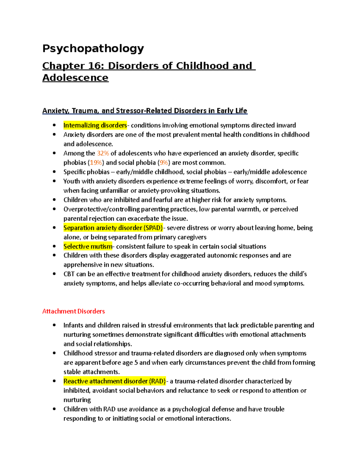 Psychopathology Chapter 16 - Among the 32% of adolescents who have ...