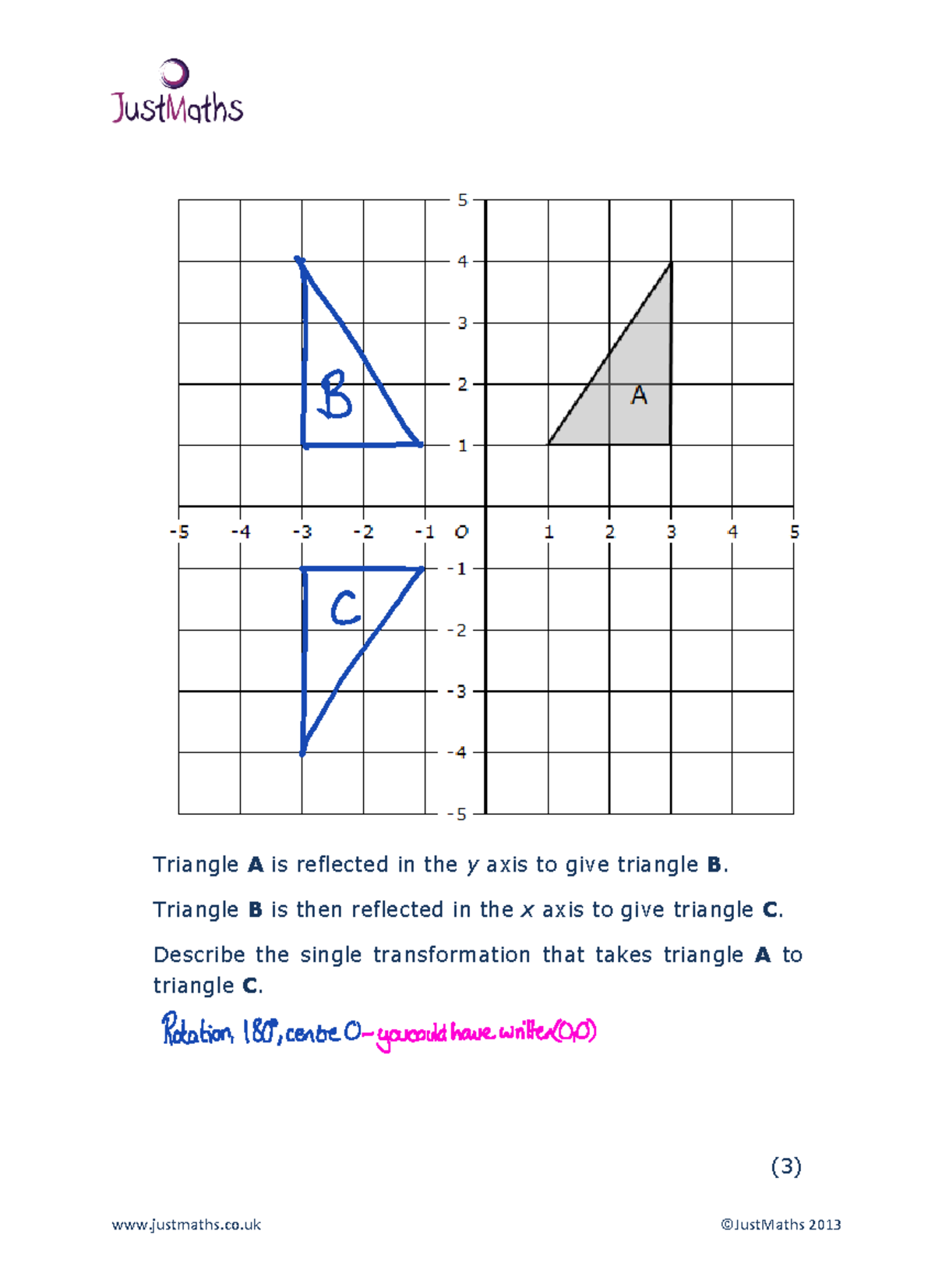 23 - Reflections with Rotations - Solution - U77118 - justmaths.co ...