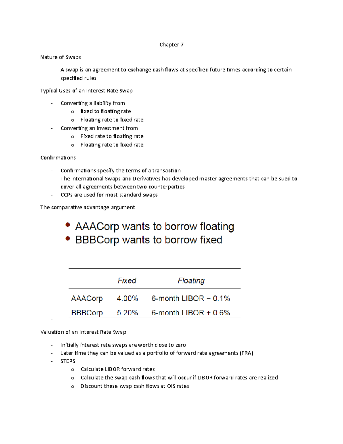 Chapter 7 - Chapter 7 Nature Of Swaps A Swap Is An Agreement To ...