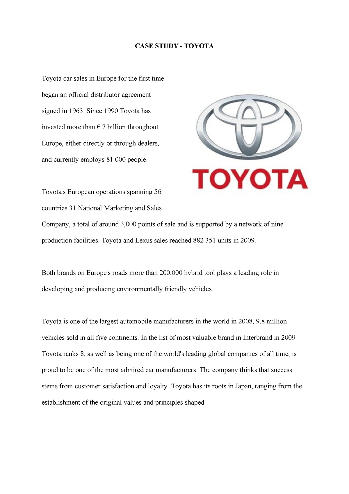 case study financial risk management toyota