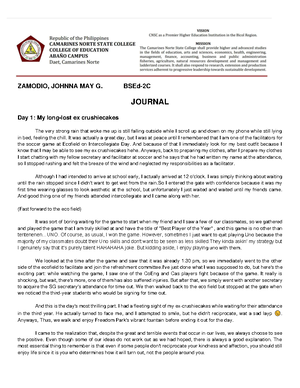 Journal luisa - Example essay - Day 1: Unplanned Gala This is it, it's ...
