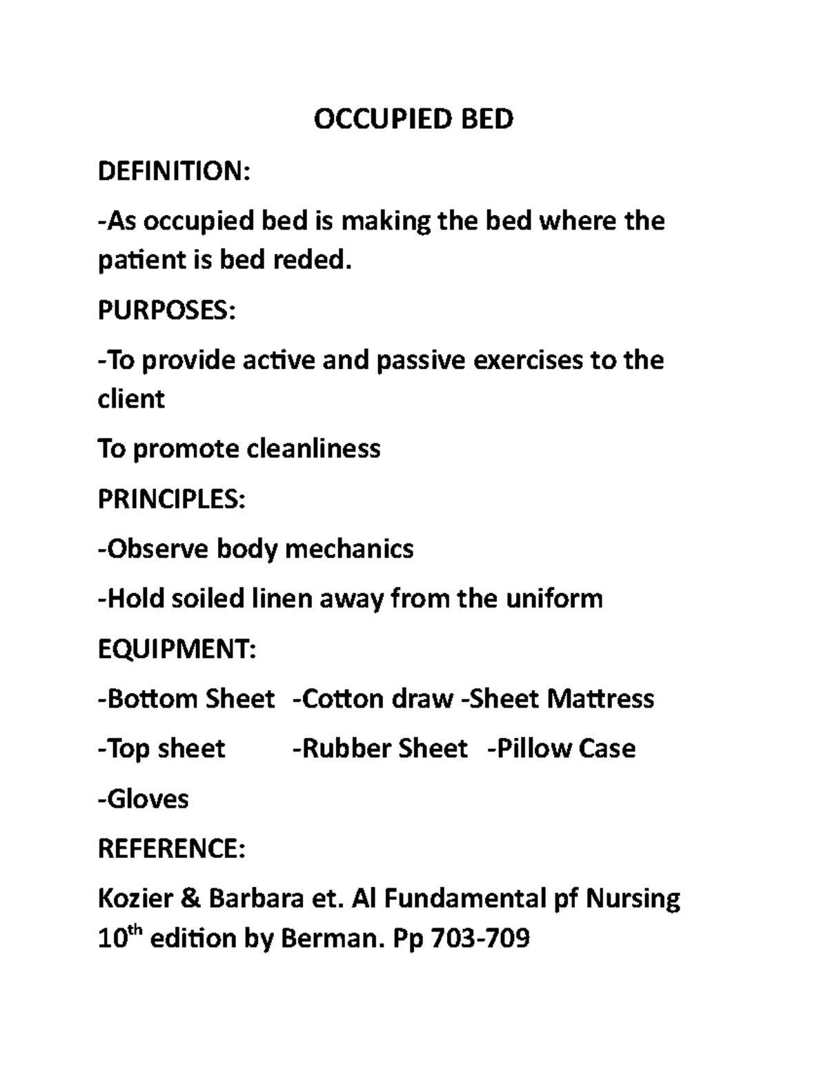 occupied-bed-rationale-with-steps-kozier-barbara-occupied-bed