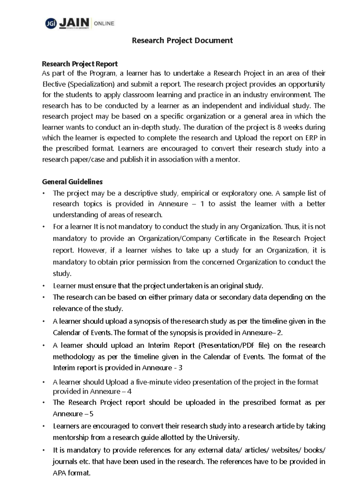 JO Research Project Guidelines - Research Project Document Research ...