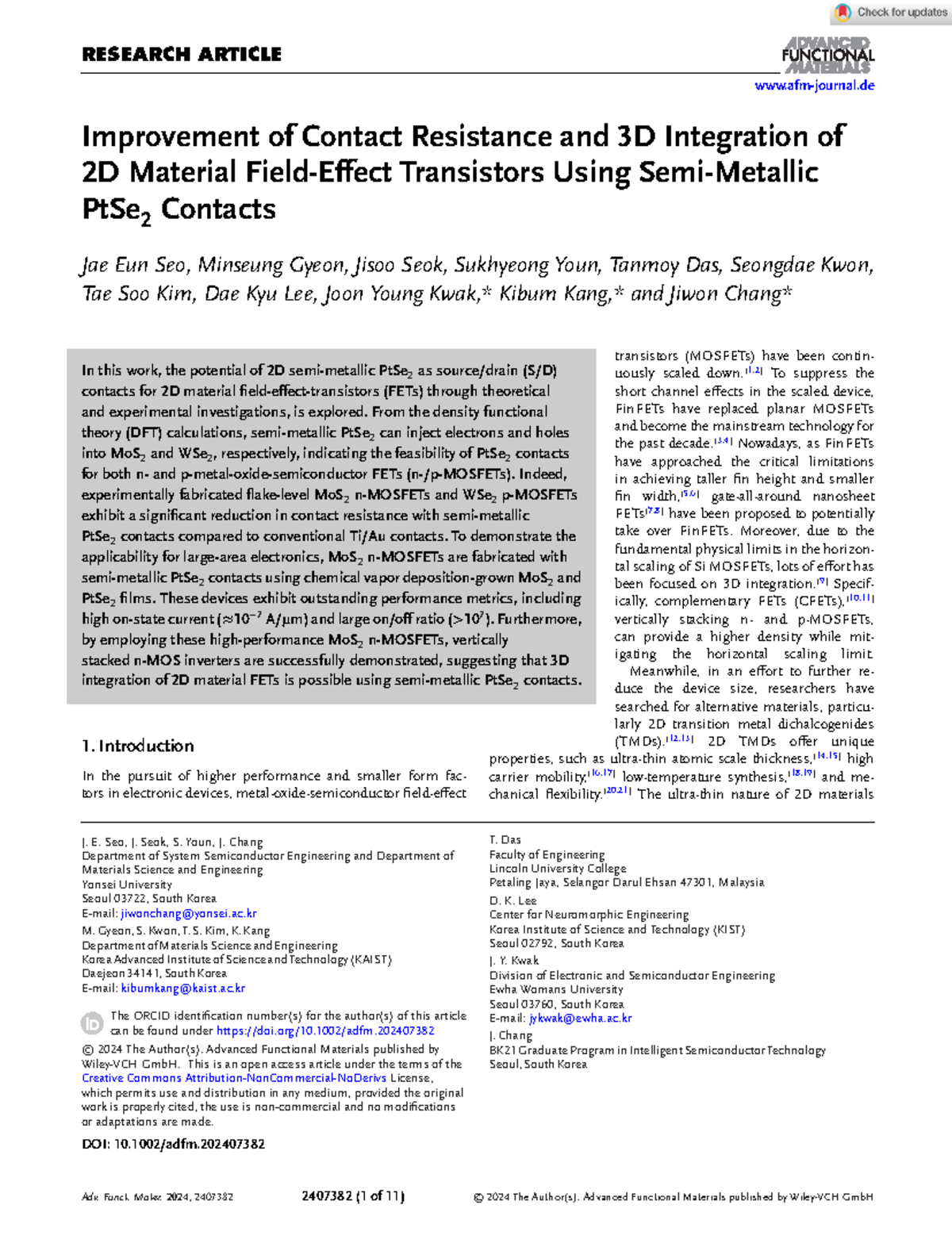Adv Funct Materials 2024 Seo Improvementof Contact Resistanceand ...