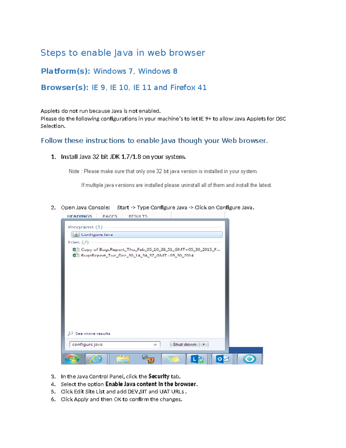 Browser Settings for DSC selection applet - Steps to enable Java in web ...