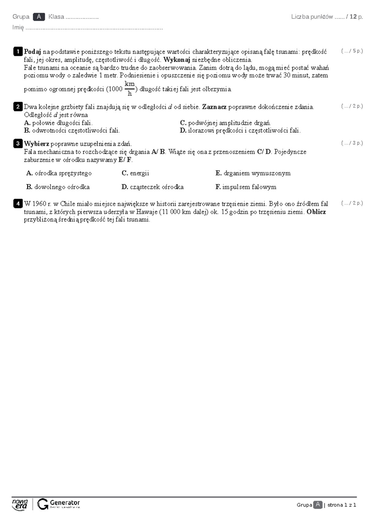 Zrozumiec Fizyke 2 Sprawdzian Fale Mechaniczne www.studocu.com