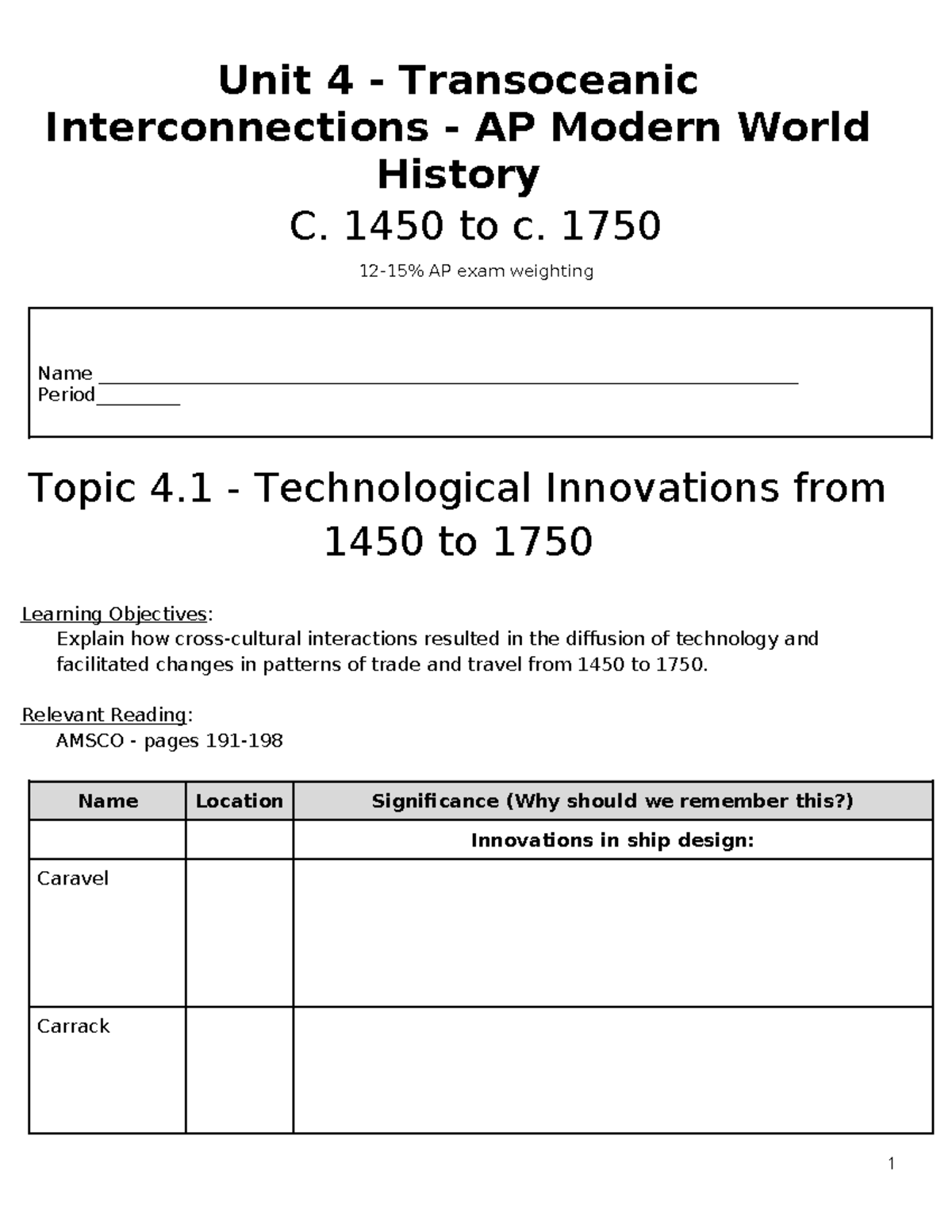 Unit 4 - Transoceanic Interconnections Study Guide - Unit 4 ...