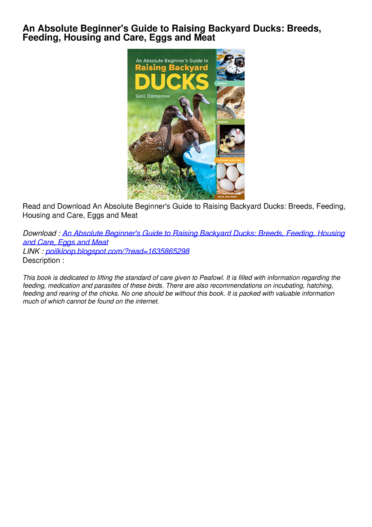 PDF KINDLE DOWNLOAD An Absolute Beginner's Guide To Raising Backyard ...