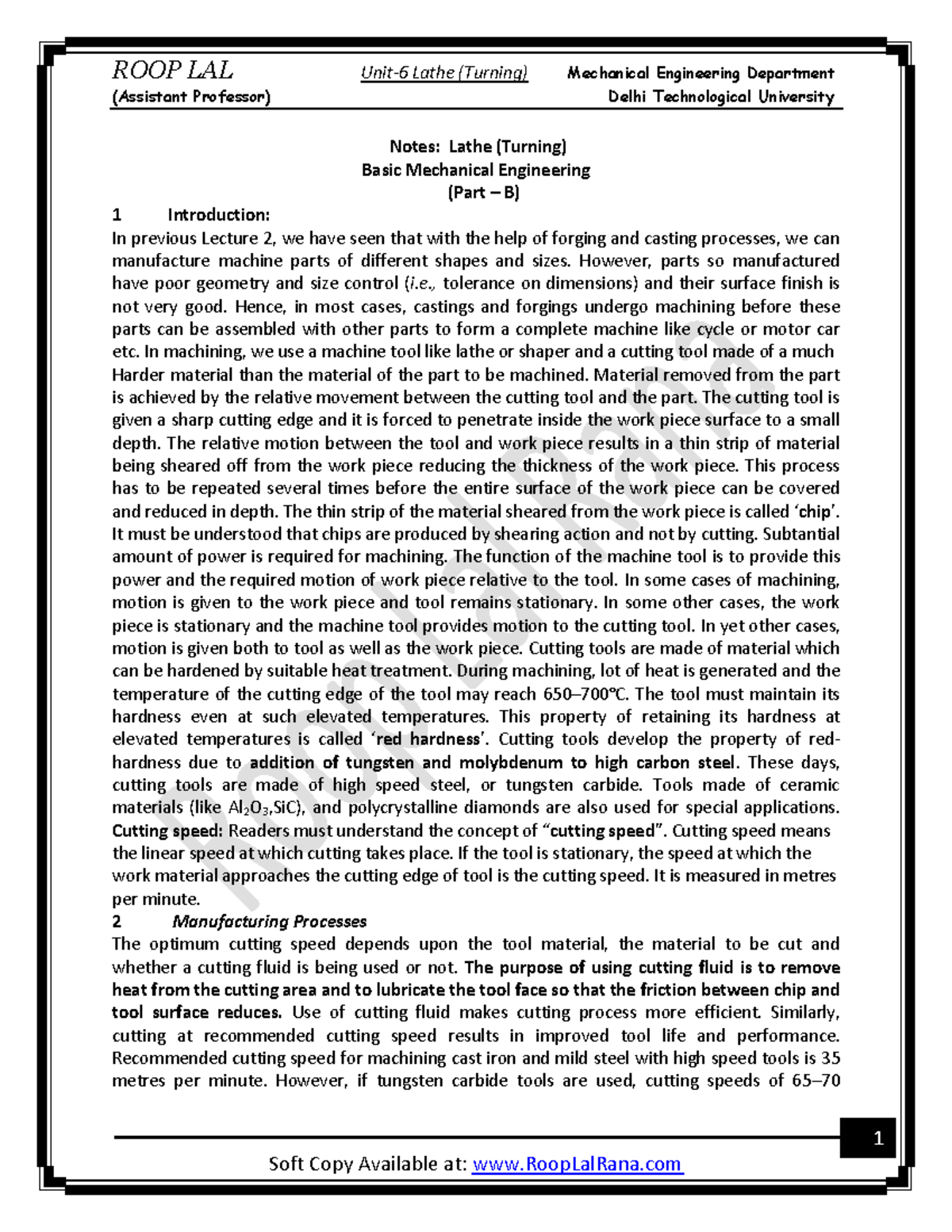 Unit-6-Lathe-Machine-turning - (Assistant Professor) Delhi ...